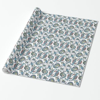Islamic Floral Ceramic Tile #1 Wrapping Paper by IslamicDesign at Zazzle