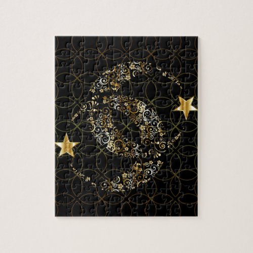 Islamic Floral Moon and Star Jigsaw Puzzle