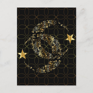 Islamic Floral Moon and Star Postcard