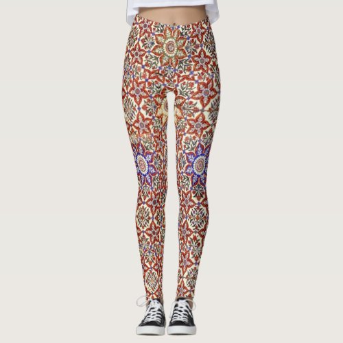 Islamic Geometric And Floral Design Leggings