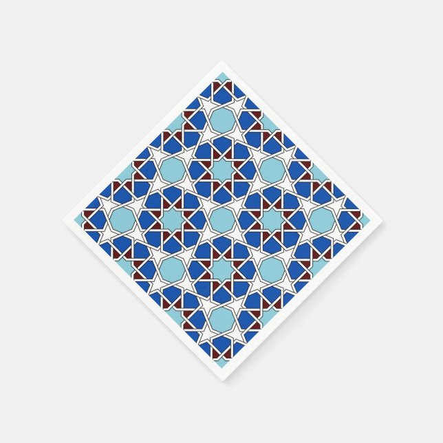 Islamic geometric Moroccan pattern in blue Napkins (Corner)