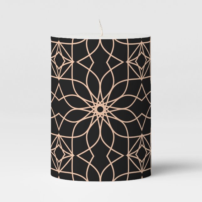 Islamic Geometric Pattern Arabic Art   Pillar Candle (Front)