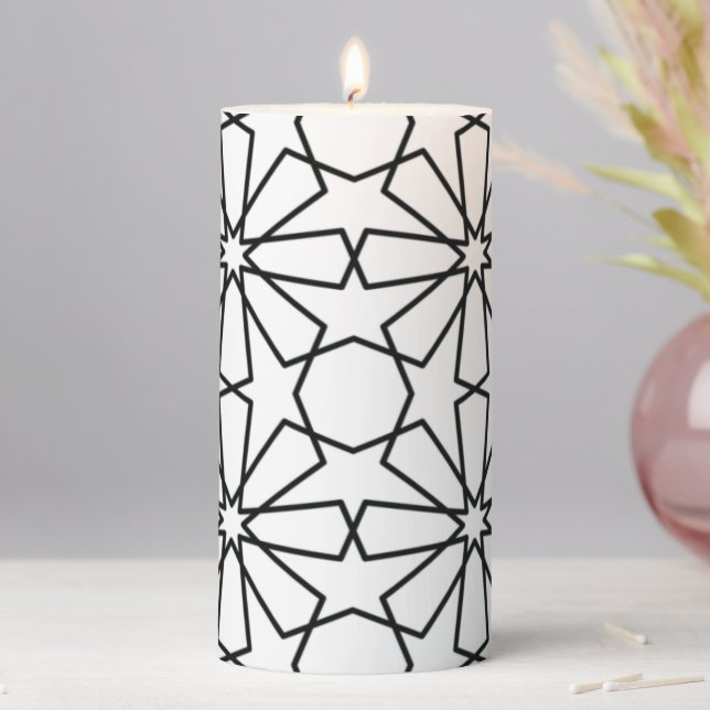 Islamic Geometric Pattern  Arabic Design   Pillar Candle (In Situ)