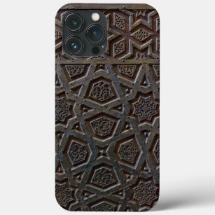 iPhone 12 Pro Max Triangle Geometric Design Wallet Case - BROWN