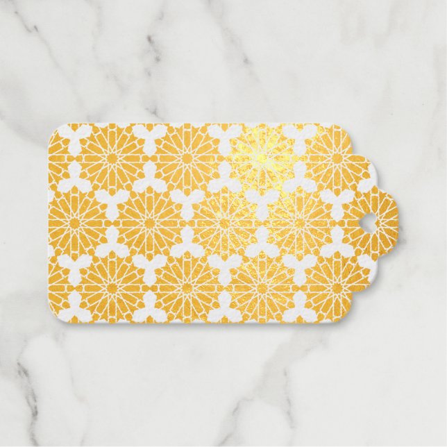 Islamic Geometric Pattern Foil Gift Tags (Front (Horizontal))