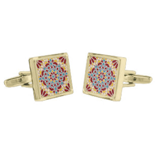 Islamic geometric pattern gold cufflinks