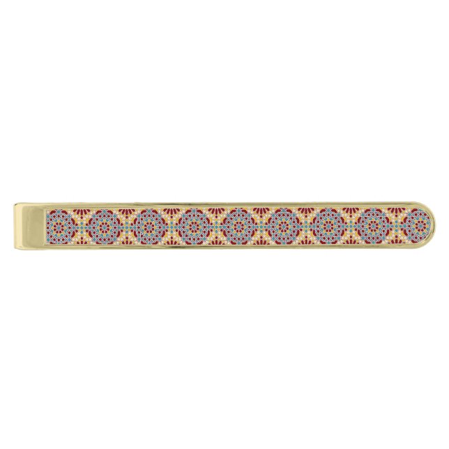 Islamic geometric pattern gold finish tie clip (Front)