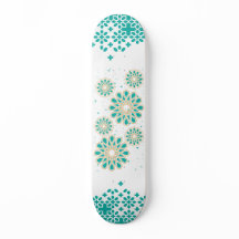  Islamic Geometric Pattern in Turquoise Skateboard