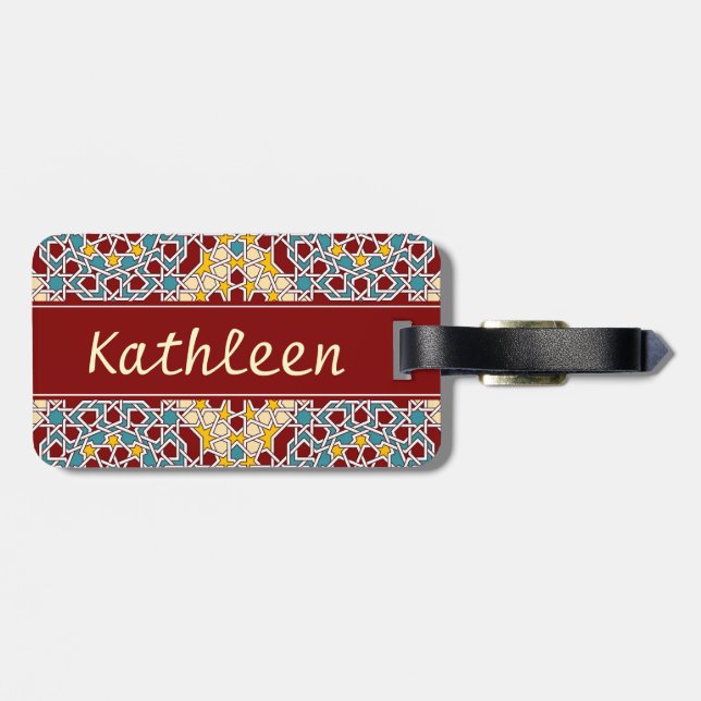 Islamic geometric pattern luggage tag (Back Horizontal)