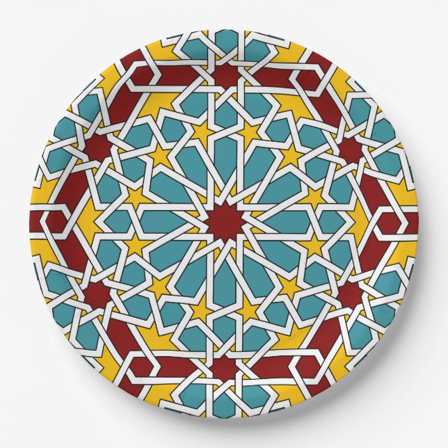 Islamic geometric pattern paper plates (Front)