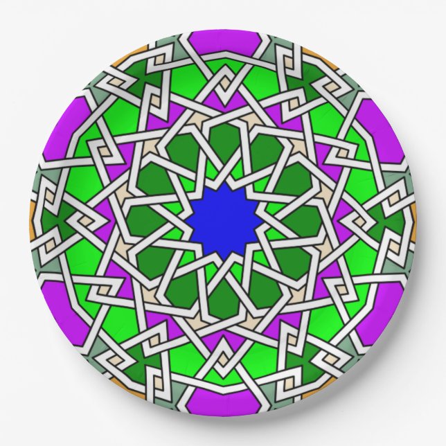 Islamic geometric pattern paper plates (Front)