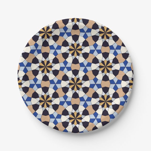 Islamic geometric pattern  paper plates (Front)
