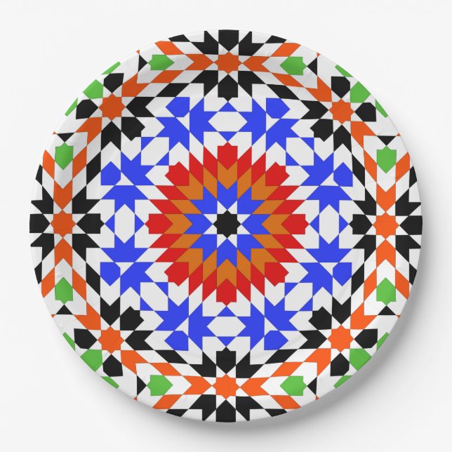 Islamic geometric pattern paper plates (Front)