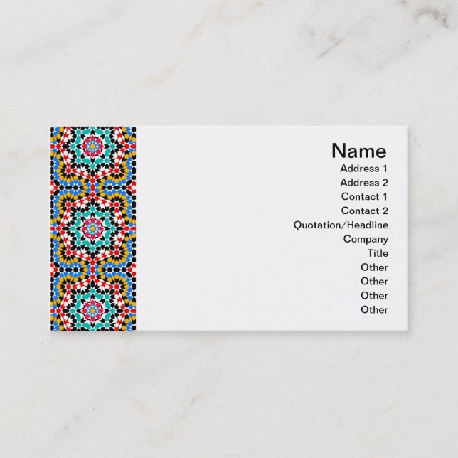 Islamic geometric pattern Tile Business Card (Front)