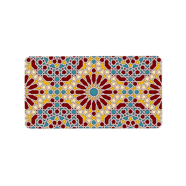Islamic geometric patterns address label (Front)
