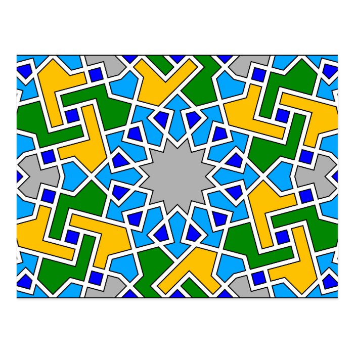 Islamic geometric patterns postcard