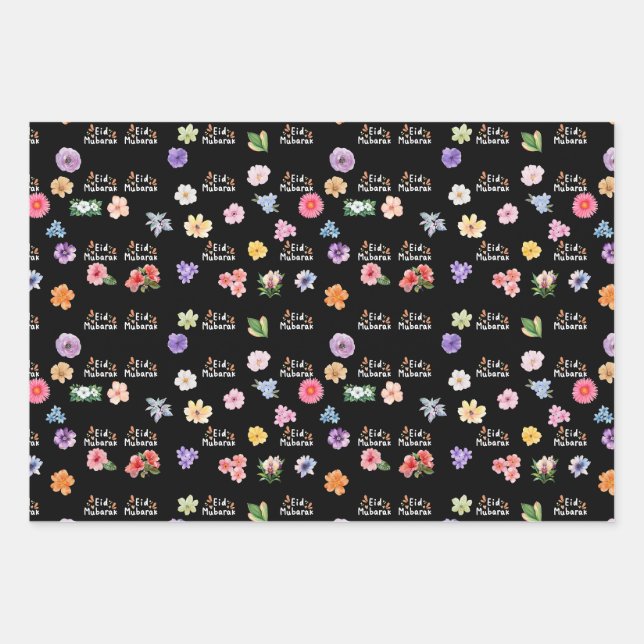 Islamic Gift Wrap Set 🎁🌙 – 3 Elegant Eid Florals (Front)