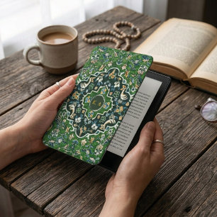 Islamic green Rawdah Madinah carpet pattern Kindle Cover