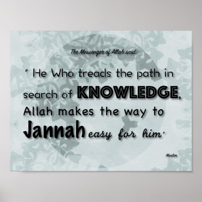 Islamic Hadith poster about gaining knowledge (Front)