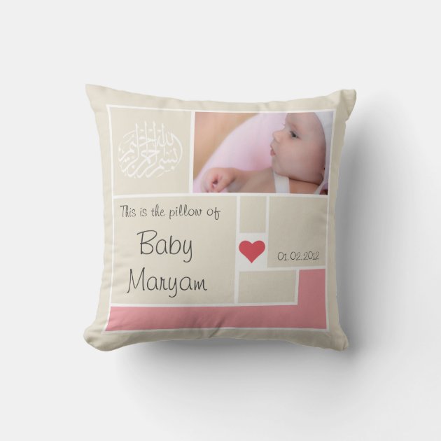 Customized Baby Girl Arabic Nursery Decor pillow Modern Arabic pillow Customize baby born girl Name Baby Girl Pillow.