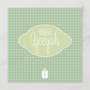 Islamic Islam soft green Aqeeqah Aqiqah vintage Invitation