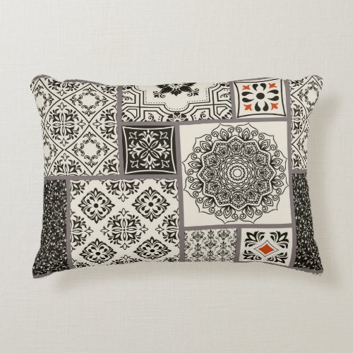 Islamic Majolica Pottery Tile Pattern Accent Pillow