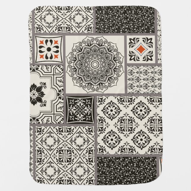Islamic Majolica Pottery Tile Pattern Baby Blanket (Front)