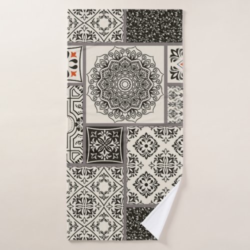 Islamic Majolica Pottery Tile Pattern Bath Towel