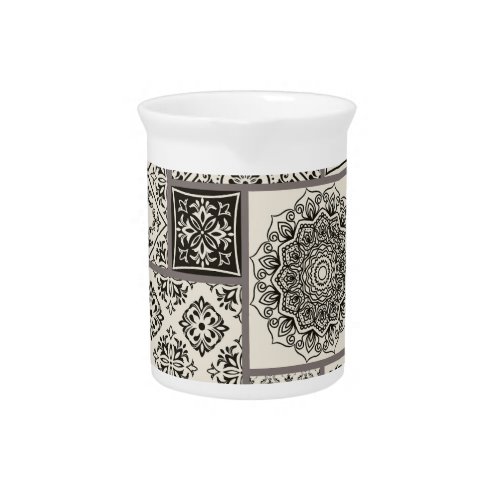 Islamic Majolica Pottery Tile Pattern Beverage Pitcher