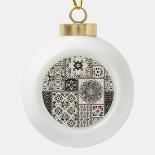 Islamic Majolica Pottery Tile Pattern Ceramic Ball Christmas Ornament