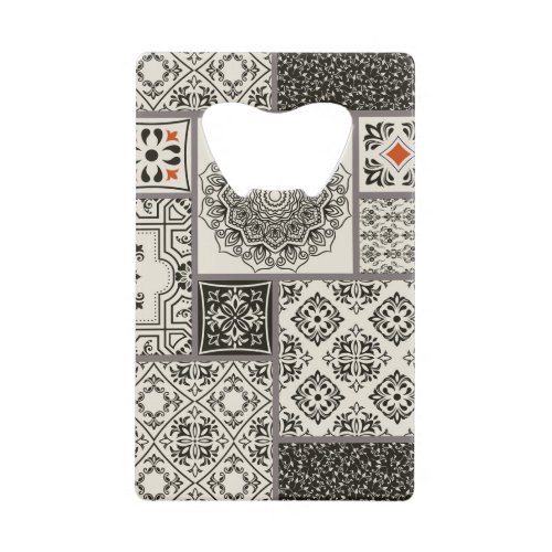 Islamic Majolica Pottery Tile Pattern Credit Card Bottle Opener