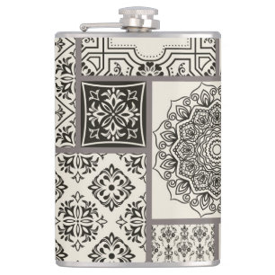 Islamic Majolica Pottery Tile Pattern Flask