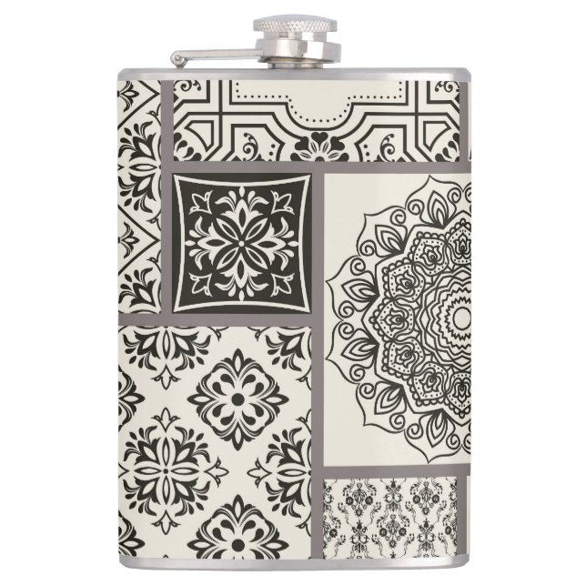 Islamic Majolica Pottery Tile Pattern Flask (Front)