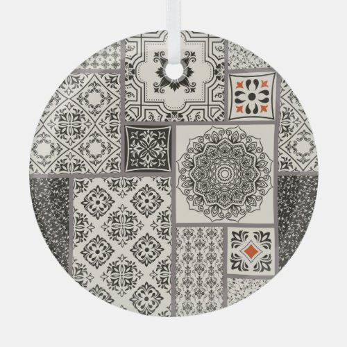 Islamic Majolica Pottery Tile Pattern Glass Ornament