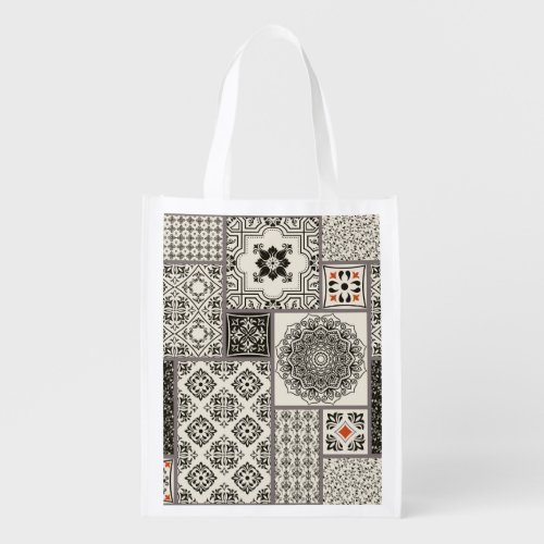 Islamic Majolica Pottery Tile Pattern Grocery Bag