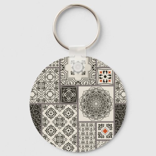 Islamic Majolica Pottery Tile Pattern Keychain