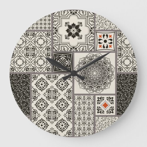 Islamic Majolica Pottery Tile Pattern Large Clock