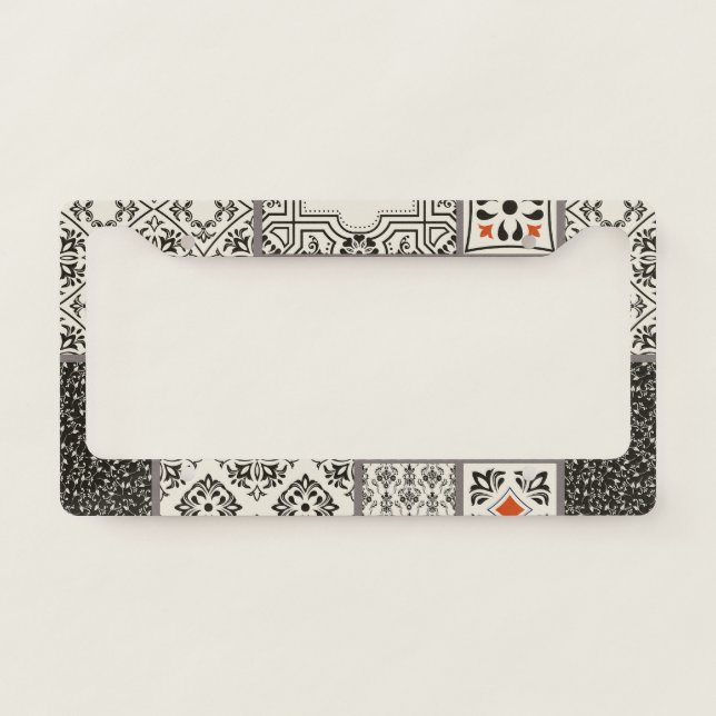 Islamic Majolica Pottery Tile Pattern License Plate Frame (Front)