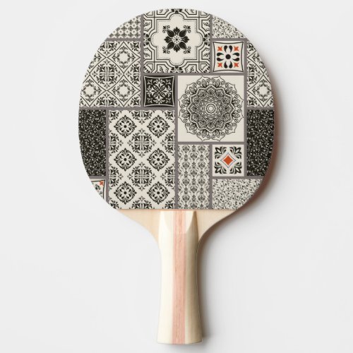 Islamic Majolica Pottery Tile Pattern Ping Pong Paddle