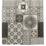 Islamic Majolica Pottery Tile Pattern Shower Curtain