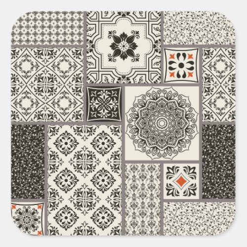 Islamic Majolica Pottery Tile Pattern Square Sticker