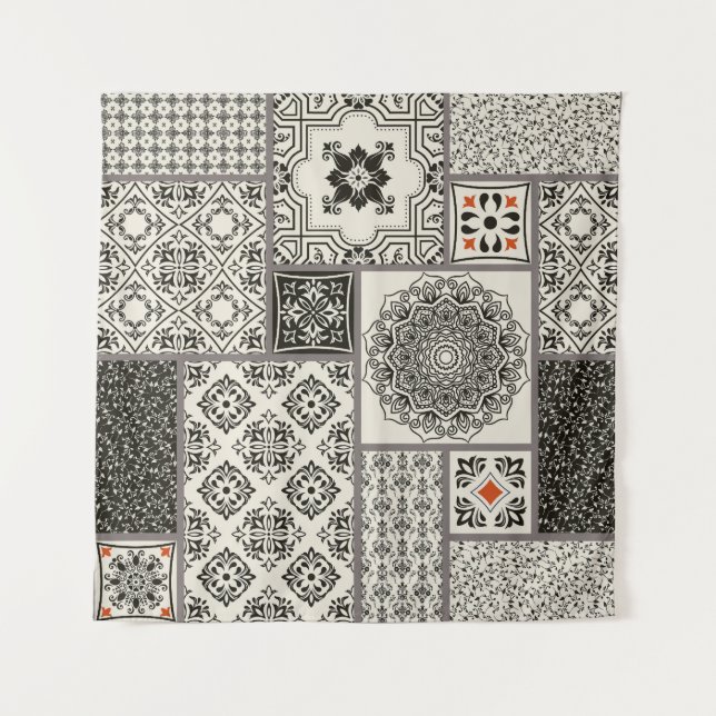 Islamic Majolica Pottery Tile Pattern Tapestry (Front)