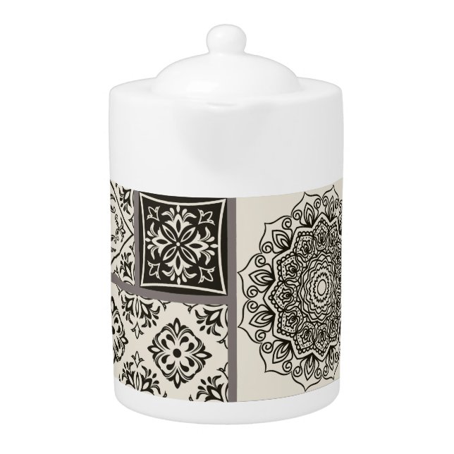 Islamic Majolica Pottery Tile Pattern Teapot (Front)