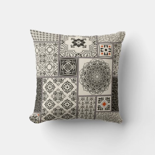 Islamic Majolica Pottery Tile Pattern Throw Pillow