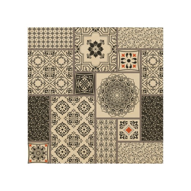Islamic Majolica Pottery Tile Pattern Wood Wall Art (Front)