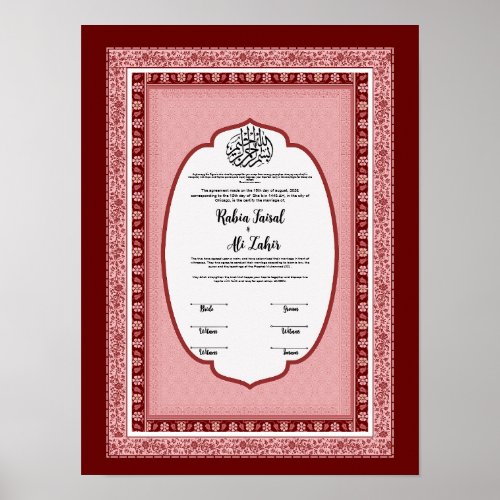 Islamic marriage certificate poster