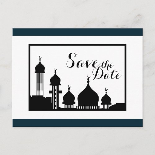 Islamic Mosque Silhouette Wedding Save The Date Announcement Postcard