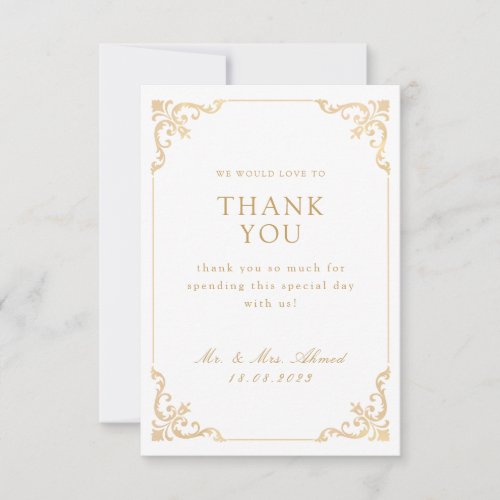 Islamic Muslim Gold Wedding Thank You Card