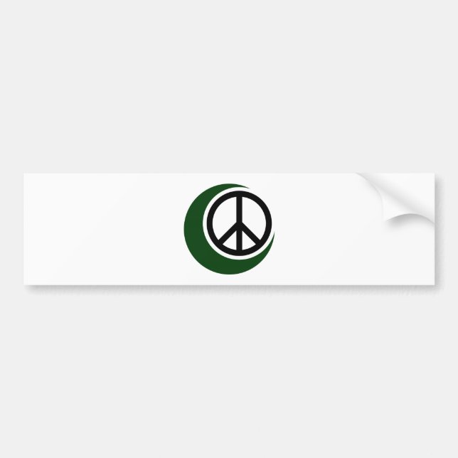 Islamic Muslim Symbol with Peace Sign Bumper Sticker (Front)