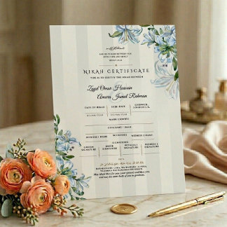 Islamic Nikah Certificate | Blue Lily Floral